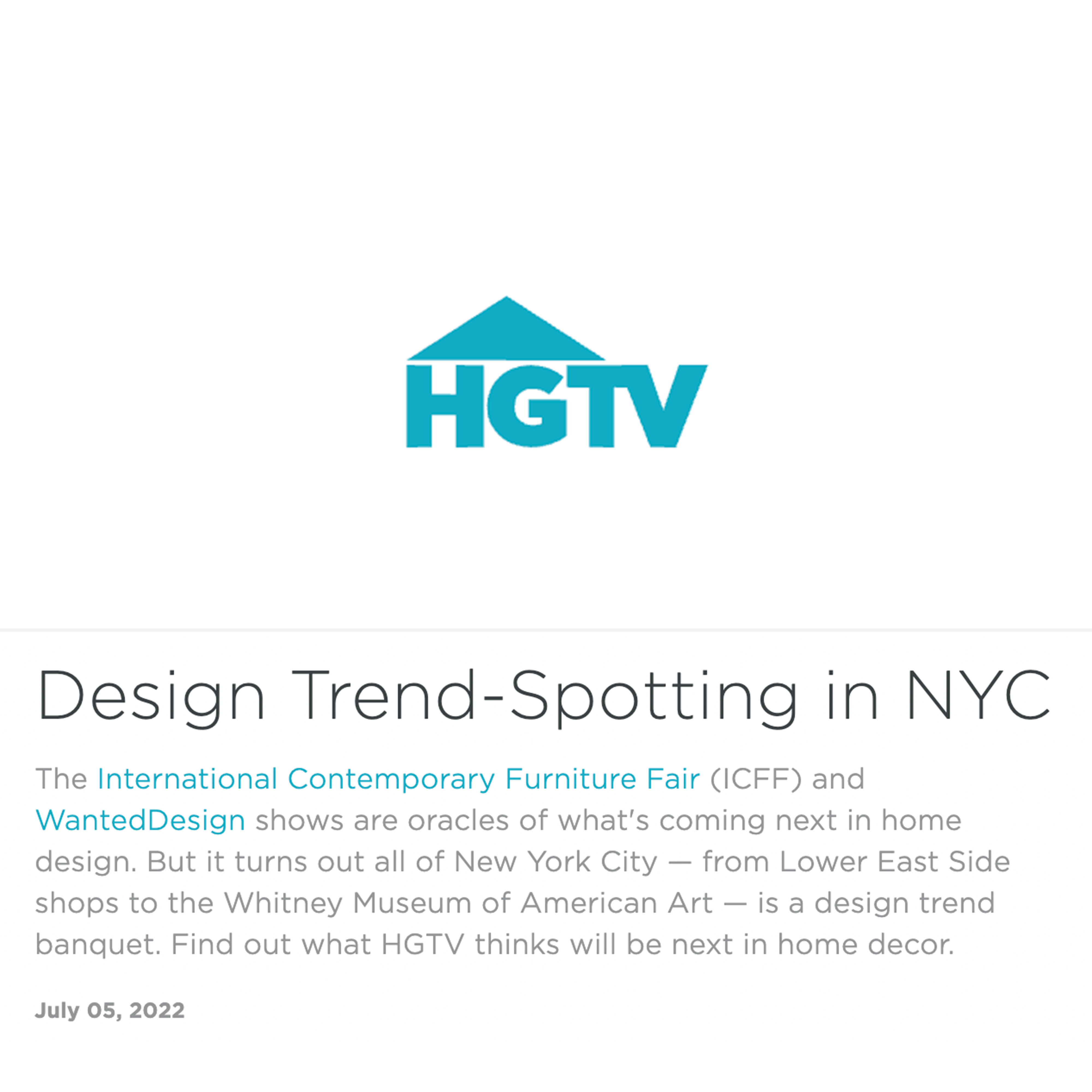 HGTV - Design Trend-Spotting in NYC